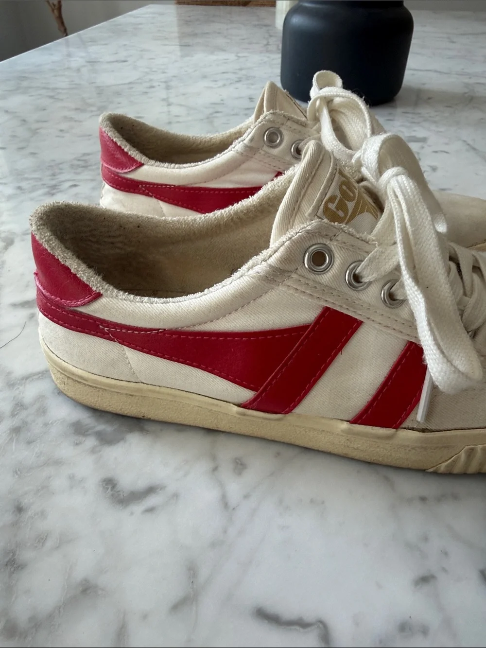 Gola mark cox women’s tennis White Sneakers with Red Stripe Accent